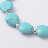 Heart Turquoise Stretch Bracelets Silver Color Plated Iron Finding 57mm  P529