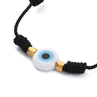 Adjustable Nylon Threads Braided Bead Bracelet Handmade Evil Eye Light Blue Z136