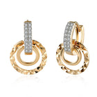 Yellow Gold Platinum Plated Earrings Drop Dangle Zirconia  Latch Back Clasp L578