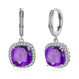 Yellow Gold Platinum Plated Earrings  Drop Dangle Zirconia Latch Back Clasp L594