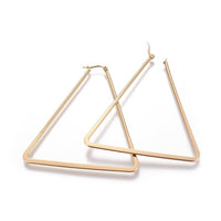 304 Stainless Steel Hoop Earrings Triangle Gold 64x51x2mm Pin 0.8mm  P612