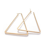 304 Stainless Steel Hoop Earrings Triangle Gold 64x51x2mm Pin 0.8mm  P612