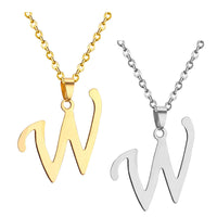 Stainless Steel Women's Unisex 18 Inch Necklace Pendant Letter Lobster Clasp S2