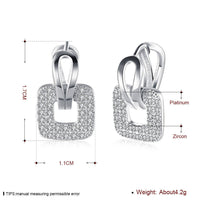 Platinum Plated Earrings  Drop Dangle AAA Zirconia Latch Back Clasp L577