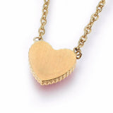 Stainless Steel Set Pendant Necklace Earring Bracelet Enamel Heart Red Gold P748