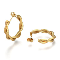 Stainless Steel Half Hoop Earrings Stud  Hypoallergenic Twisted Ring Gold Z277