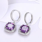 Yellow Gold Platinum Plated Earrings  Drop Dangle Zirconia Latch Back Clasp L594