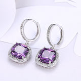 Yellow Gold Platinum Plated Earrings  Drop Dangle Zirconia Latch Back Clasp L594