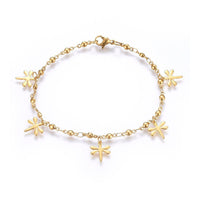 304 Stainless Steel Charm Bracelet Lobster Dragonfly Gold 8.2" 3mm  A92