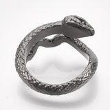 Alloy Cuff Finger Ring Snake Antique Silver Black Size 8 Adjustable 18mm P465