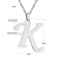 Stainless Steel Women's Unisex 18 Inch Necklace Pendant Letter Lobster Clasp S2