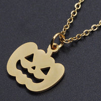 Halloween Stainless Steel Pendant Necklace Lobster Pumpkin Silvr 15.7" 1.5mm P66
