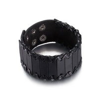 Leather Bracelet Black Brown 9.5 Inches 38MM Push button  L447
