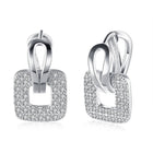 Platinum Plated Earrings  Drop Dangle AAA Zirconia Latch Back Clasp L577