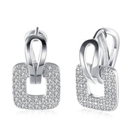 Platinum Plated Earrings  Drop Dangle AAA Zirconia Latch Back Clasp L577