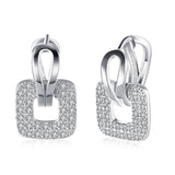 Platinum Plated Earrings  Drop Dangle AAA Zirconia Latch Back Clasp L577
