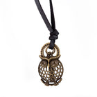 Genuine Leather Necklace Unisex Pendant Owl Adjustable Size Slide Clasp B490