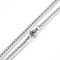 304 Stainless Steel Box Chain Necklaces Black Rose Gold Silver 23.62'' P386