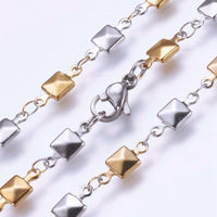 Stainless Steel Necklace Lobster Ion Plating  IP Square Gold 17.7" 45cm Z637