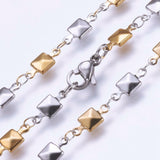 Stainless Steel Necklace Lobster Ion Plating  IP Square Gold 17.7" 45cm Z637