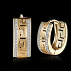 Platinum Plated Earrings Hoop Huggies AAA Zirconia Latch Back Clasp L544