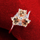 Sterling Silver Plated Heart CleverZirconia Flower Band Ring Size 8 B143