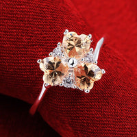Sterling Silver Plated Heart CleverZirconia Flower Band Ring Size 8 B143