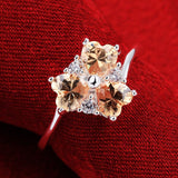 Sterling Silver Plated Heart CleverZirconia Flower Band Ring Size 8 B143
