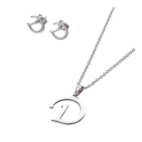 Stainless Steel Set Stud Earring Pendant Necklace Alphabet Letter 17.7" P495