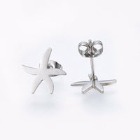 Stainless Steel Set Earrings Pendant Necklace Starfish Gold Silver 16.54" P726