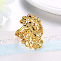 Yellow Gold Plated Ring Fashion Cocktail Flower B481