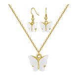 Set Earrings Necklace Hook Stainless Steel Lobster Butterfly Gold  17.7" Z747