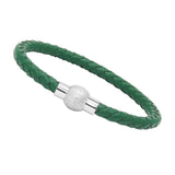 Unisex Men's Genuine Leather Stainless Steel Magnetic Clasp Bracelet Green