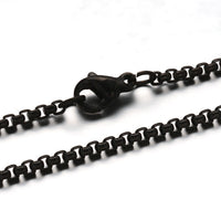Stainless Steel Box Chain Necklace Lobster Clasp Gunmetal Black 29" 2mm P105