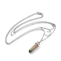 Malachite Bullet Pendant Necklace 316 Stainless Steel Lobster Clasp 16" Z509