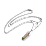 Malachite Bullet Pendant Necklace 316 Stainless Steel Lobster Clasp 16" Z509