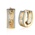Platinum Plated Earrings Hoop Huggies AAA Zirconia Latch Back Clasp L544