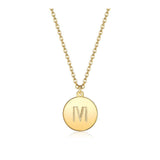 Pendant Necklace Chains Flat Round Initial Alphabet Letter Gold 16.15" P652