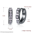 Platinum Black Gunmetal Plated Earrings  Hoop Huggies Zirconia  Latch Back Clasp L669