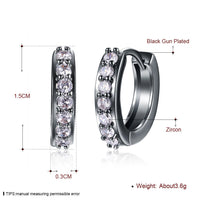 Platinum Black Gunmetal Plated Earrings  Hoop Huggies Zirconia  Latch Back Clasp L669