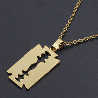 Stainless Steel Pendant Necklace Lobster Clasp Blade Gold Slvr 17.7" 1.5mm P101