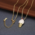 Yellow Gold Plated Necklace Women's Pendant Ice Cream AAA Zirconia Lobster B176