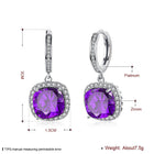 Yellow Gold Platinum Plated Earrings  Drop Dangle Zirconia Latch Back Clasp L594