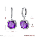 Yellow Gold Platinum Plated Earrings  Drop Dangle Zirconia Latch Back Clasp L594