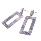 Ear Studs Alloy Cellulose Acetate(Resin) Rectangle Blue 50x20mm Pin 0.7mm  P573