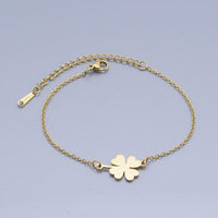 Stainless Steel Link Bracelet Lobster Clasp Clover Silver Gold Adjustable P266