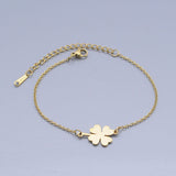 Stainless Steel Link Bracelet Lobster Clasp Clover Silver Gold Adjustable P266