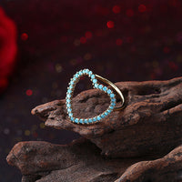 Yellow Gold Black Gunmetal Plated Kallaite Ring Heart Blue B492