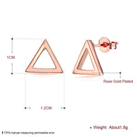 Rose Gold Plated Earrings Triagle Stud Push Back Clasp L514