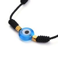 Adjustable Nylon Threads Braided Bead Bracelet Handmade Evil Eye Light Blue Z136